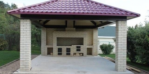 Ciglana sjenica s roštiljem: projekt + crteži