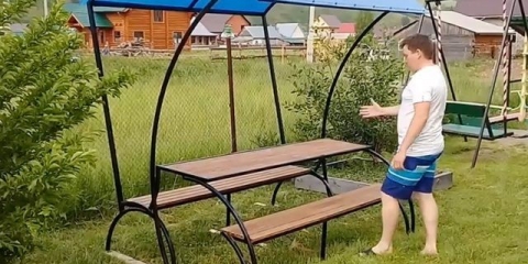 Klupa-transformator sa baldahinom: najuspješniji model, crteži i fotografije